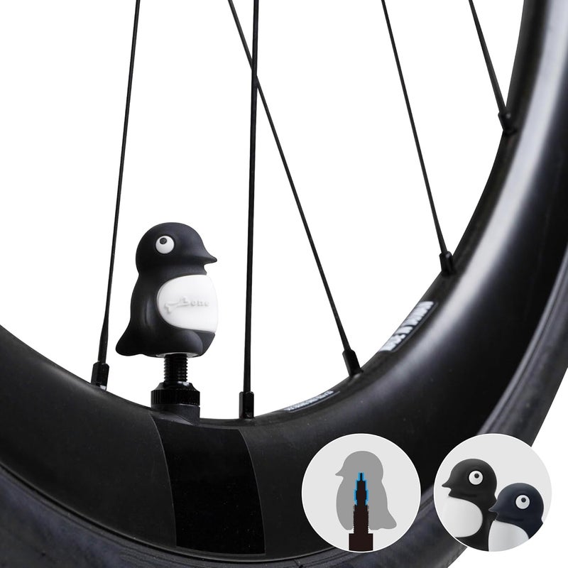 BONE COLLECTION BONE Character Tire Valve Stem Cap (2 Packs), Cute Cartoon Penguin Tire Valve Stem Cover for Bikes & Scooters, Waterproof & Corrosion-Resistant Silicone Tire Cap Cover for Cars (2-Pack - Maru Penguin) - Image 1